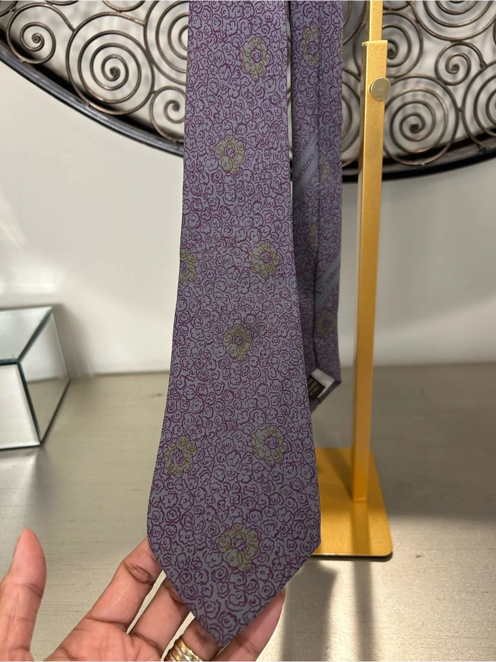 Valentino Lavender Floral Silk Tie